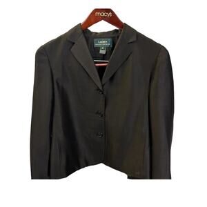 Lauren Ralph Lauren Black Silk 3 Button Blazer Women’s‎ Size 14 Business